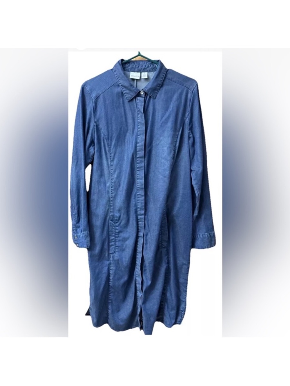 Chico's Womens Blue Denim Hippie Western Dress Size M Rodeo Retro